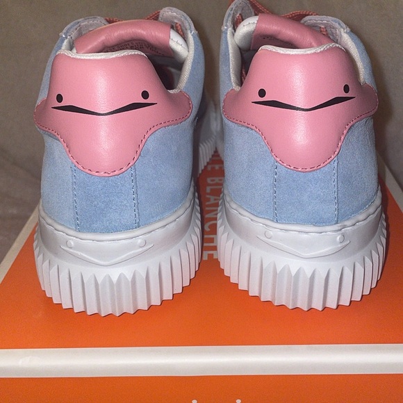 NWT VOILE BLANCHE LAURA Leather And Suede Sneakers in Light Blue-Cream - Picture 11 of 15